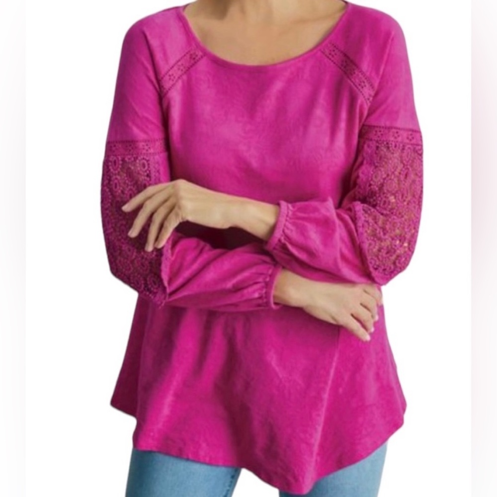 Soft Surroundings Bella Fuchsia Magenta Pink Tunic with Lace Details